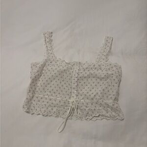 Sezane Floral Button-Down Blouse - White and Pink